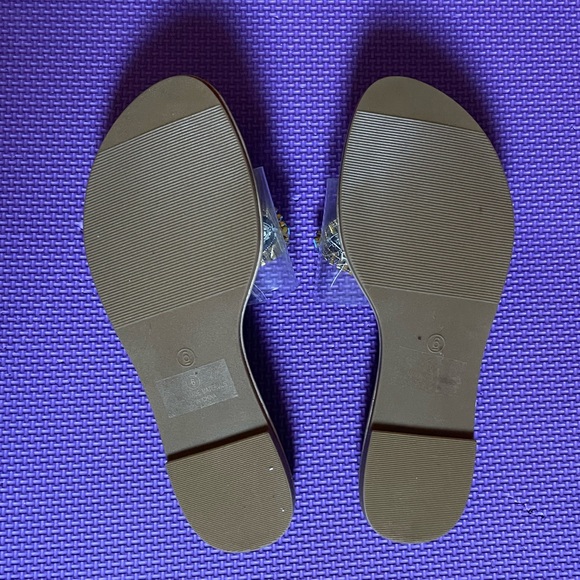 NWOT CLEAR Evil Eye Good Vibes Sequin Bead Sandals - Picture 3 of 4